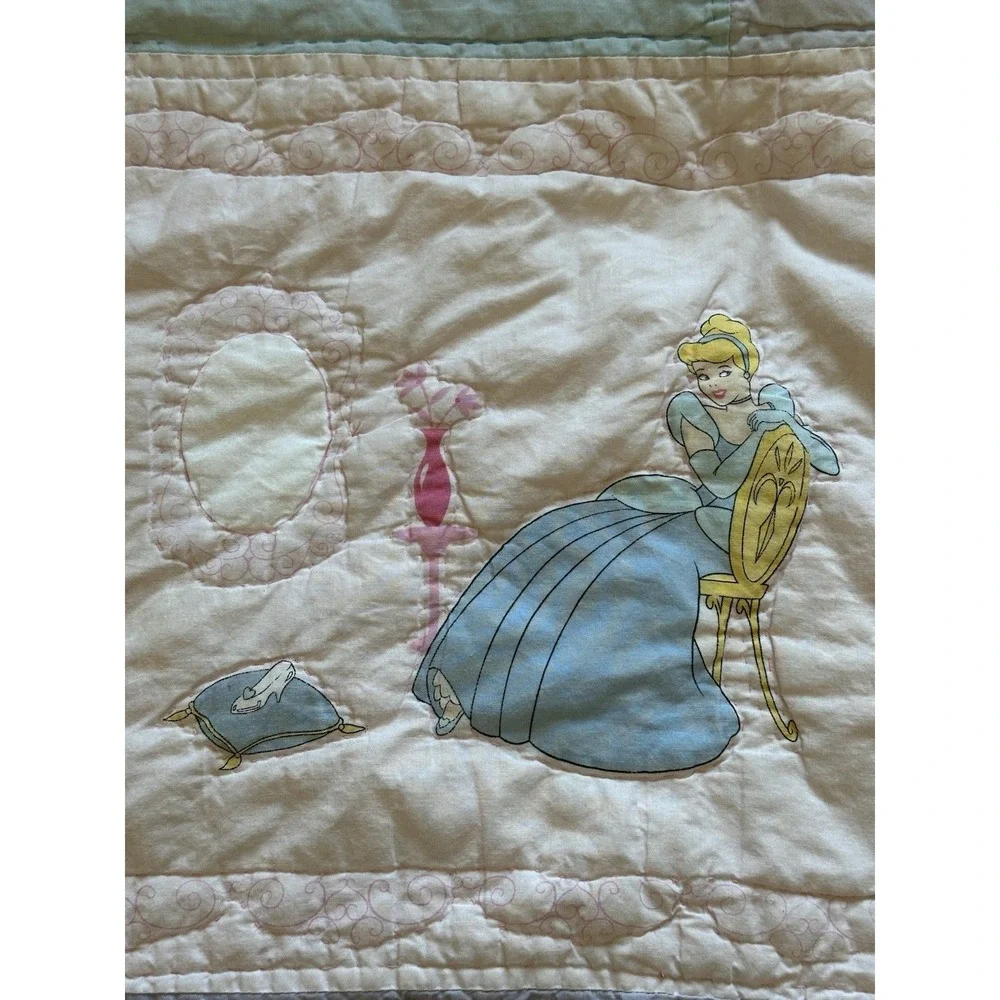 Vintage Disney Princess Handmade Quilt Belle Cinderella Snow White Jasmine RARE